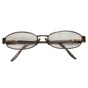 Vtg Marchon Oval Gold-Tone Eyeglasses With Intricate Side Details Frames only